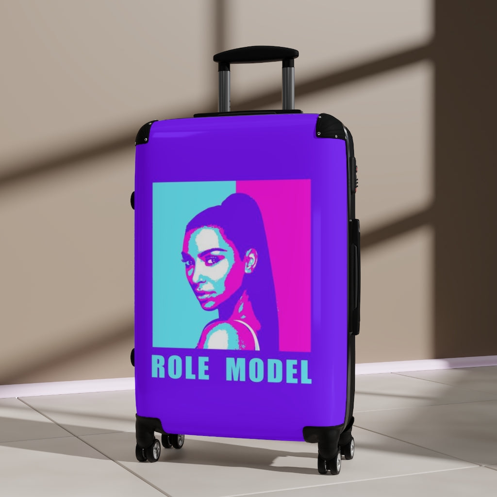 Geotrott Purple And Pink Kin Kardashian Role Model Cabin Luggage Extended Storage Adjustable Telescopic Handle Double Wheeled Polycarbonate Hard-Shell Built-In Lock