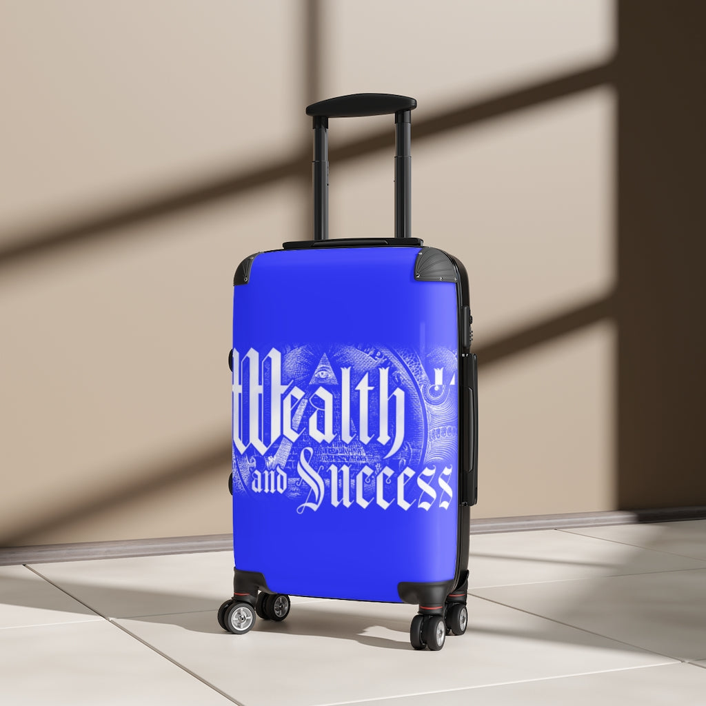 Geotrott Blue Wealth And Success Mesage Blue Cabin Suitcase Extended Storage Adjustable Telescopic Handle Double Wheeled Polycarbonate Hard-Shell Built-In Lock