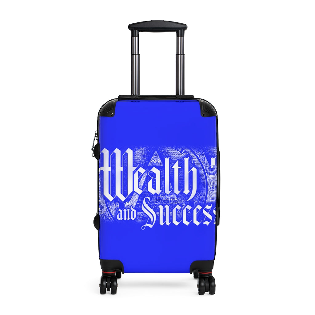 Geotrott Blue Wealth And Success Mesage Blue Cabin Suitcase Extended Storage Adjustable Telescopic Handle Double Wheeled Polycarbonate Hard-Shell Built-In Lock