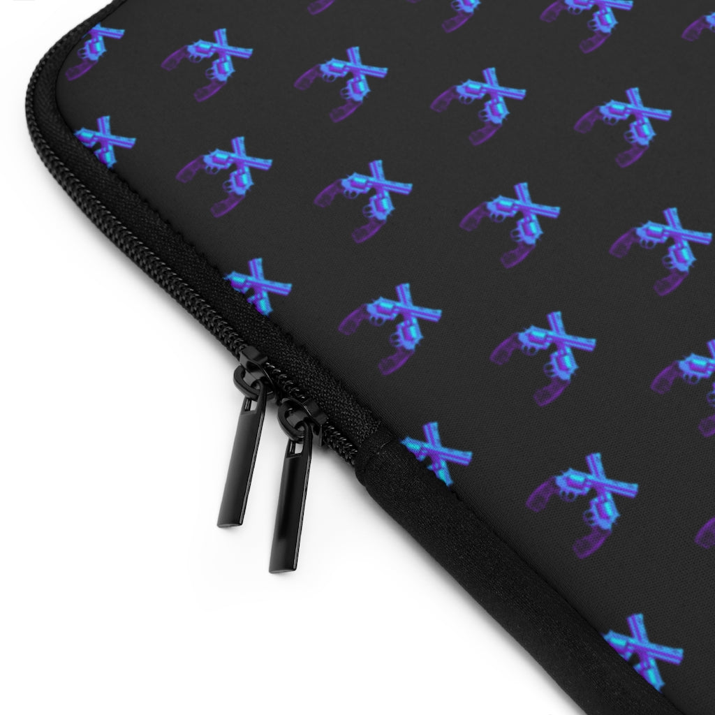 Geotrott Blue Magnum Guns Pattern Black Laptop Sleeve