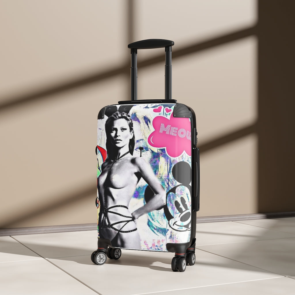 Geotrott Kate Moss Bunny Art Cartoon Graffiti Cabin Suitcase Extended Storage Adjustable Telescopic Handle Double Wheeled Polycarbonate Hard-Shell Built-In Lock