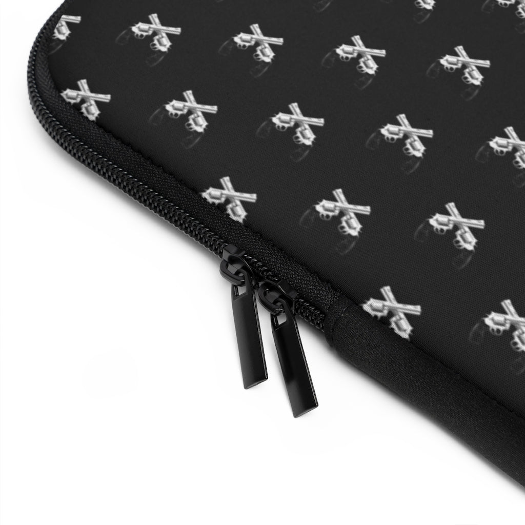 Getrott Black and White Magnum Guns Pattern Black Laptop Sleeve-Laptop Sleeve-Geotrott