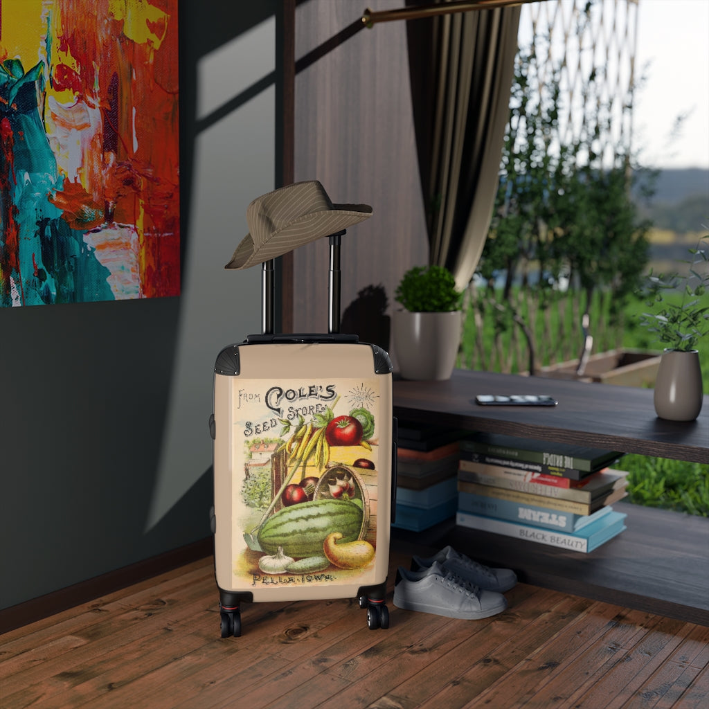 Getrott Coles Seed Store Pella Iowa Farm Collection Cabin Suitcase Inner Pockets Extended Storage Adjustable Telescopic Handle Inner Pockets Double wheeled Polycarbonate Hard-shell Built-in Lock