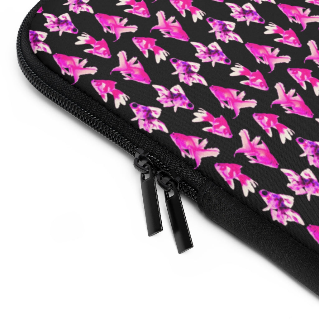 Geotrott Pink Goldfish Pattern Black Laptop Sleeve