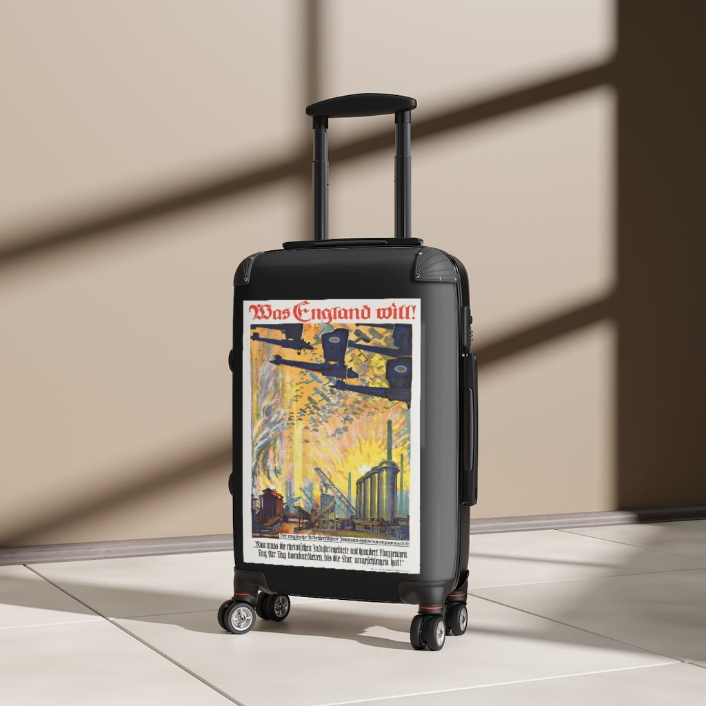Geotrott Was England Will Egon Tschirch 1918 Black Cabin Suitcase Extended Storage Adjustable Telescopic Handle Double Wheeled Polycarbonate Hard-Shell Built-In Lock