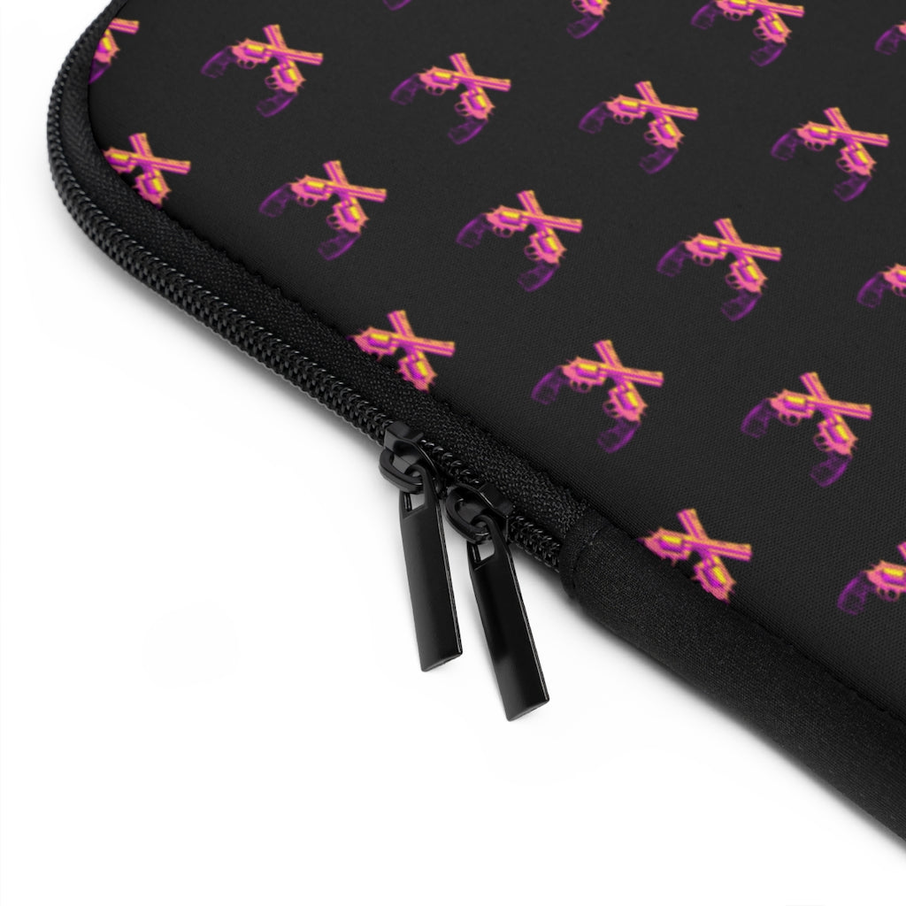 Geotrott Pink Magnum Guns Pattern Black Laptop Sleeve
