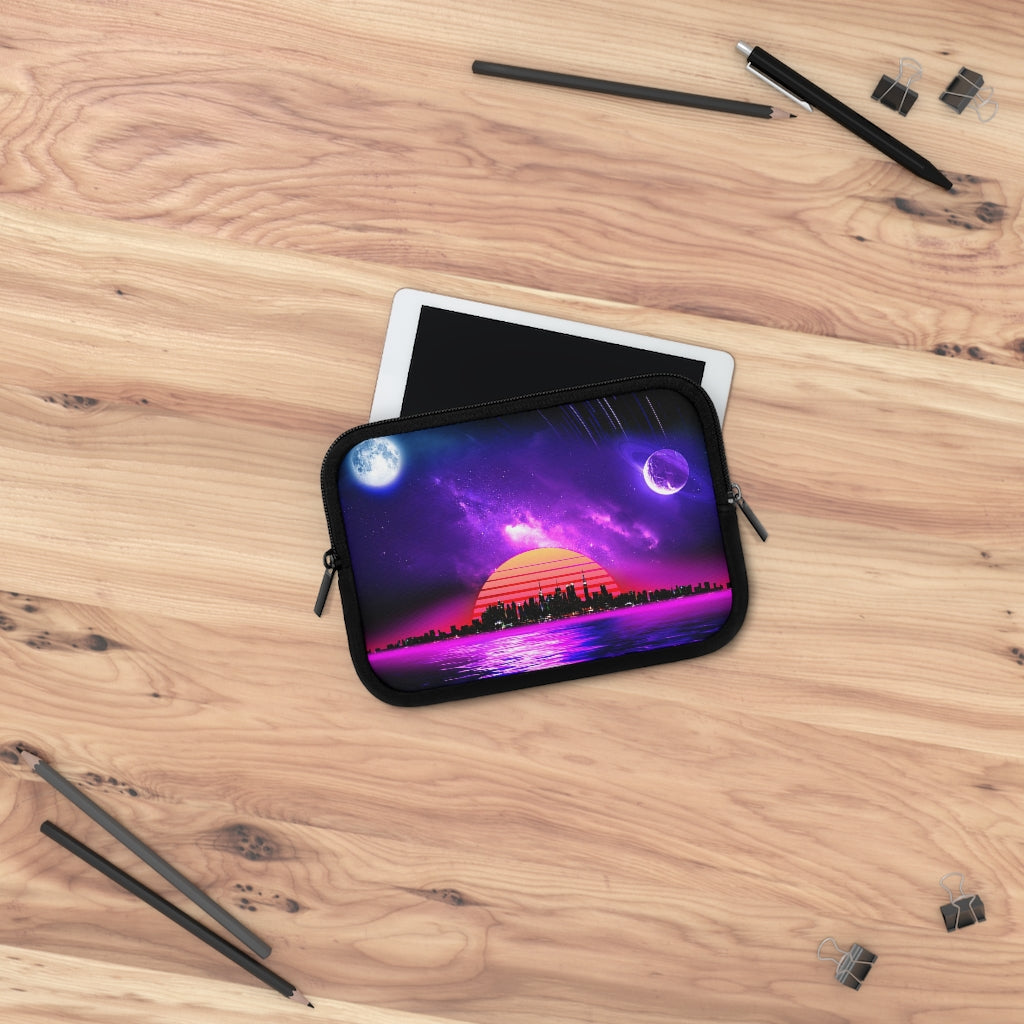 Getrott Space City Sunset Purple Black Laptop Sleeve-Laptop Sleeve-Geotrott