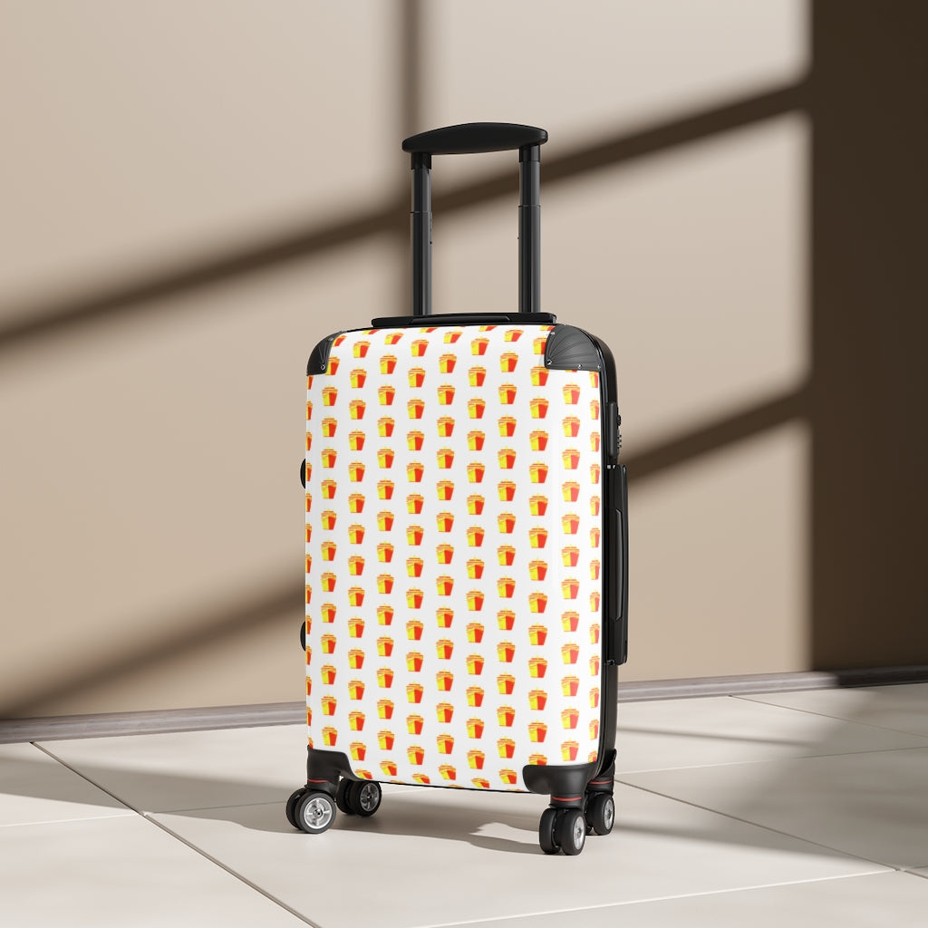 Geotrott Cruise Ship Red Orange Pattern White Cabin Luggage Extended Storage Adjustable Telescopic Handle Double Wheeled Polycarbonate Hard-Shell Built-In Lock