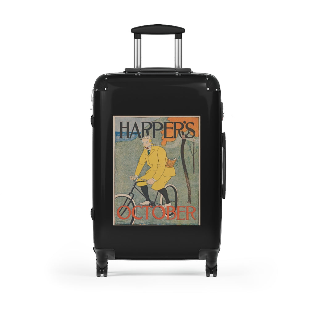 Getrott Harpers October World Classic Poster Man in Bycicle Cabin Suitcase Extended Storage Adjustable Telescopic Handle Double wheeled Polycarbonate Hard-shell Built-in Lock-Bags-Geotrott