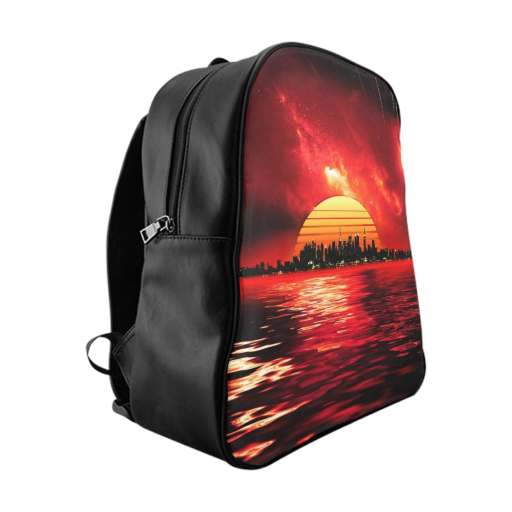 Geotrott Space City Sunset Violete Black School Backpack Carry-On Travel Check Luggage 4-Wheel Spinner Suitcase Bag Multiple Colors And Sizes