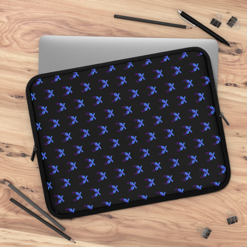 Geotrott Blue Magnum Guns Pattern Black Laptop Sleeve