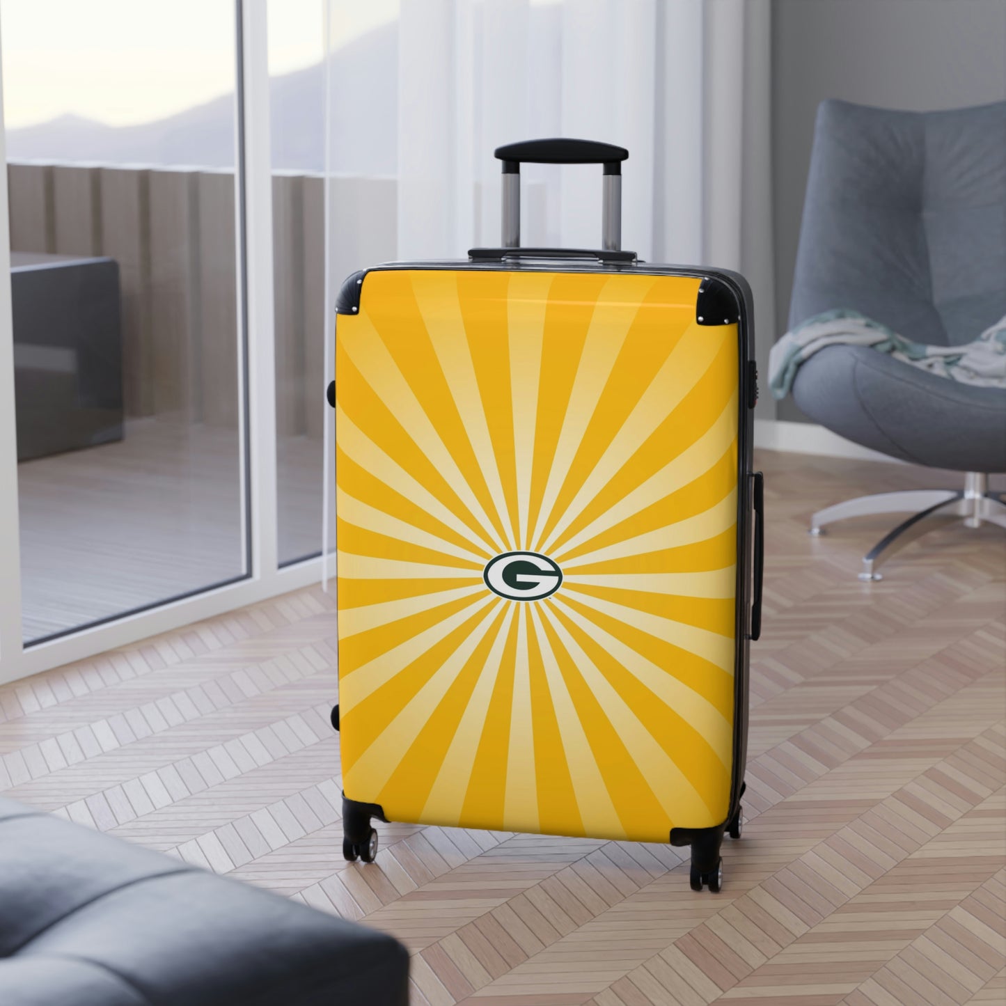 Geotrott Greenbay Packers National Football League Nfl Team Logo Cabin Suitcase Rolling Luggage Checking Bag
