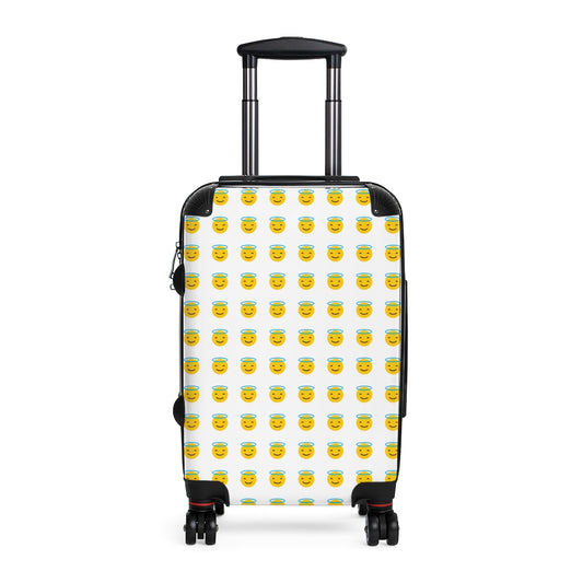 Geotrott Emojis Smiling Face With Halo Cabin Suitcase Extended Storage Adjustable Telescopic Handle Double Wheeled Polycarbonate Hard-Shell Built-In Lock