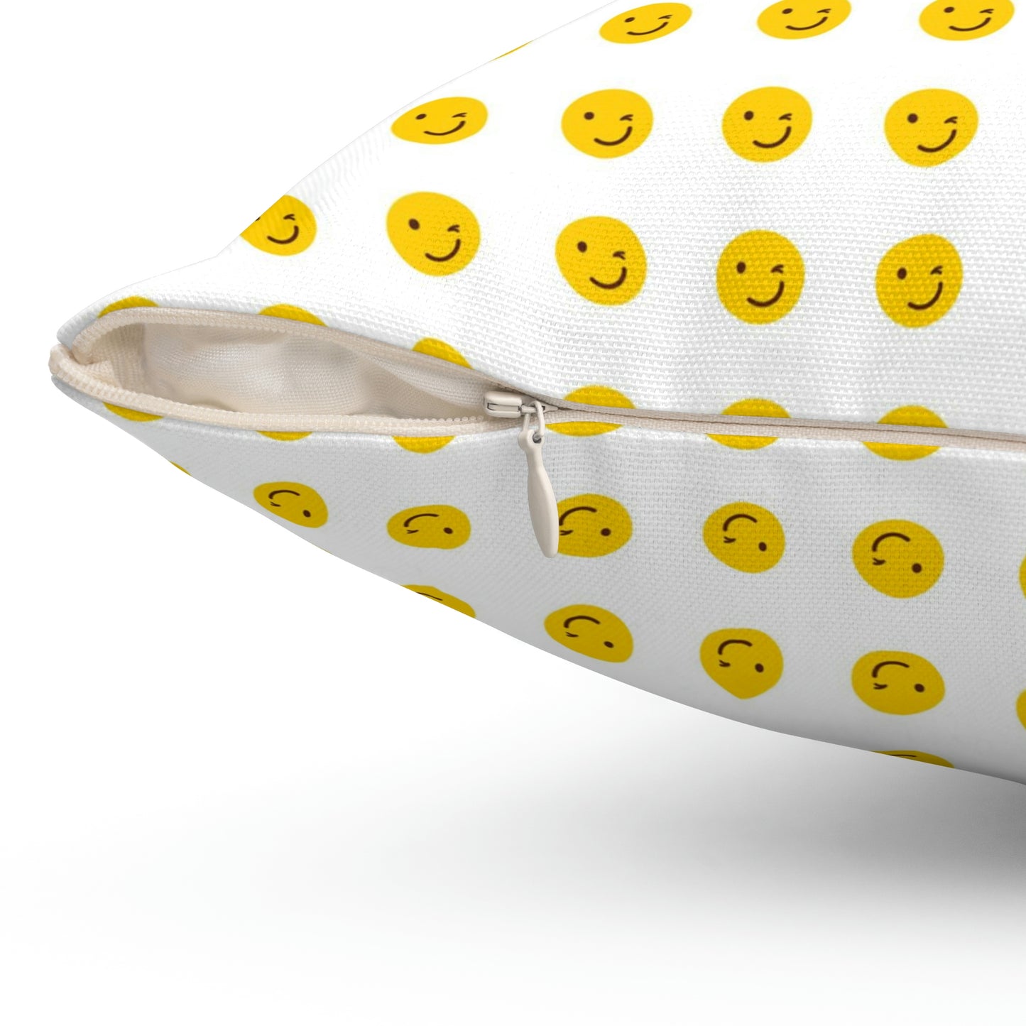 Geotrott Emojis Winking Face White Spun Polyester Square Pillow-Home Decor-Geotrott