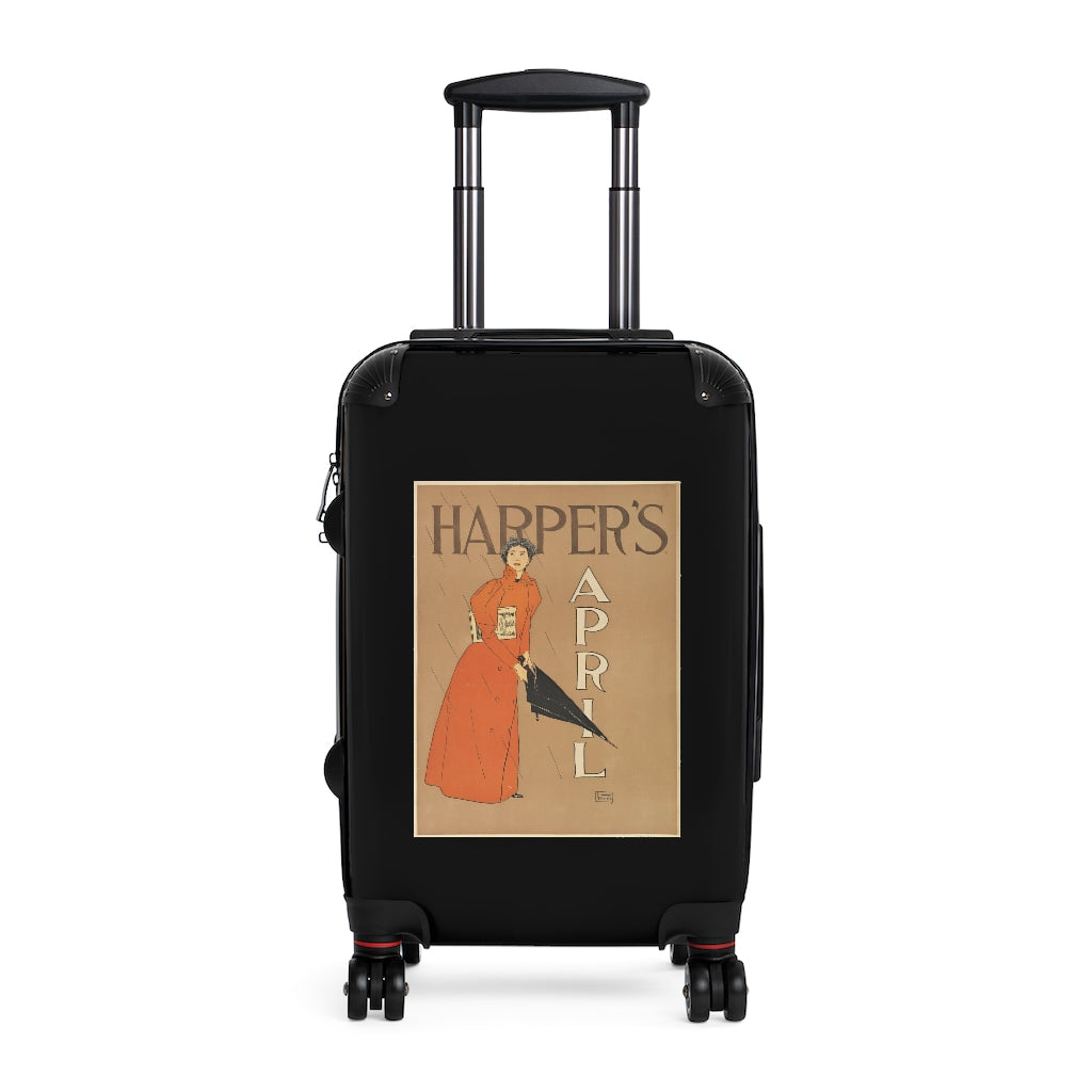 Getrott Harpers April World Classic Poster Black Cabin Suitcase Extended Storage Adjustable Telescopic Handle Double wheeled Polycarbonate Hard-shell Built-in Lock-Bags-Geotrott