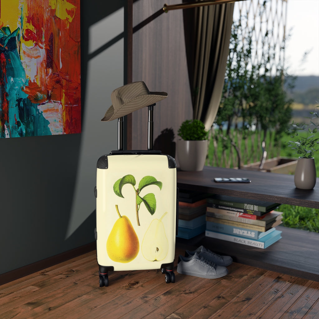Getrott Yellow Pear Farm Collection Cabin Suitcase Inner Pockets Extended Storage Adjustable Telescopic Handle Inner Pockets Double wheeled Polycarbonate Hard-shell Built-in Lock