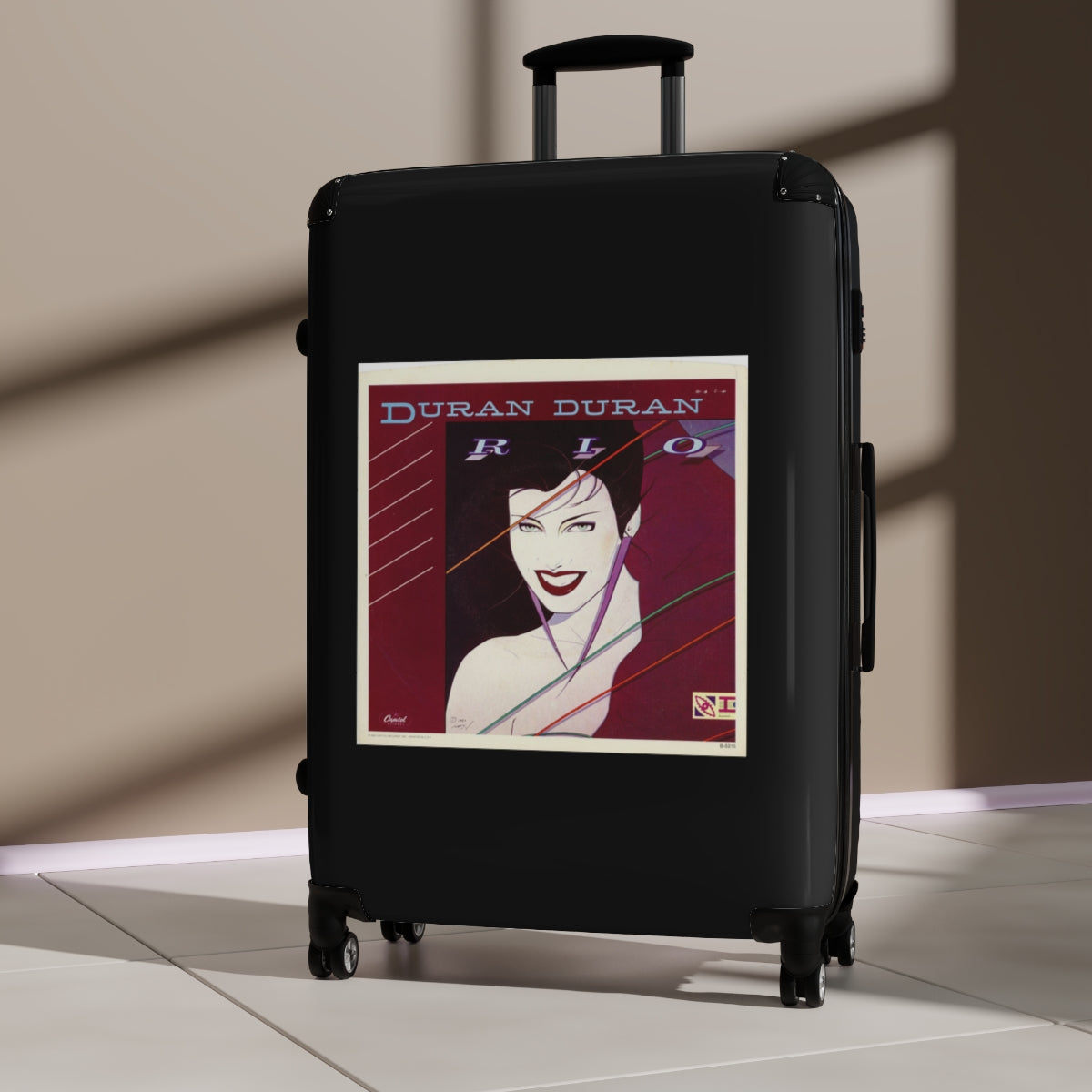 Geotrott Duran Duran Rio Black Cabin Suitcase Extended Storage Adjustable Telescopic Handle Double Wheeled Polycarbonate Hard Shell Built In Lock