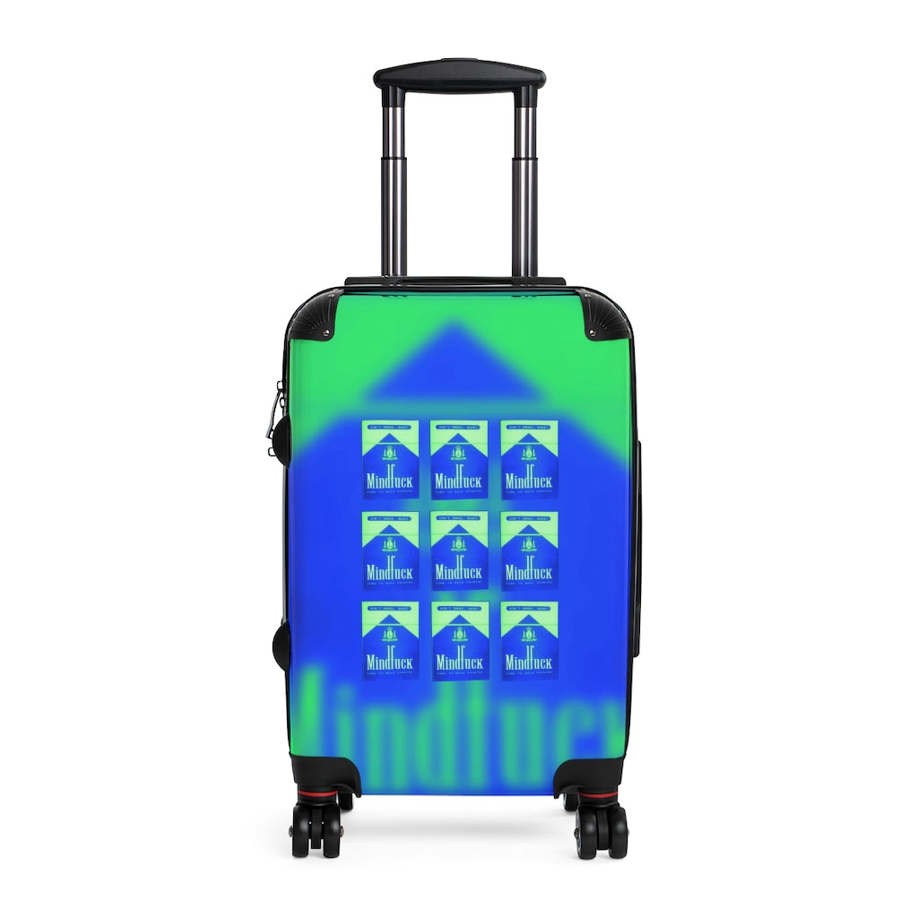 Getrott Dont Smoke Rave MindFuck Come to Nasa Country Nightclub Flyer Grid Blue Cabin Suitcase Extended Storage Adjustable Telescopic Handle Double wheeled Polycarbonate Hard-shell Built-in Lock-Bags-Geotrott