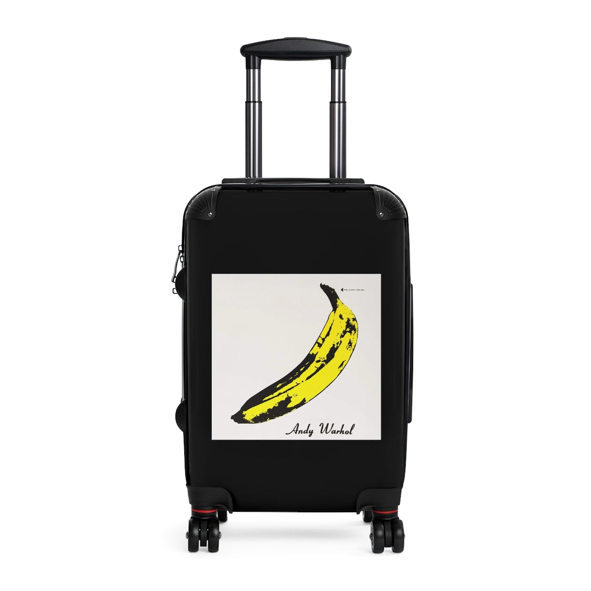 Geotrott The Velvet Underground & Nico 1967 Album Cover Black Cabin Suitcase Extended Storage Adjustable Telescopic Handle Double Wheeled Polycarbonate Hard Shell Built In Lock