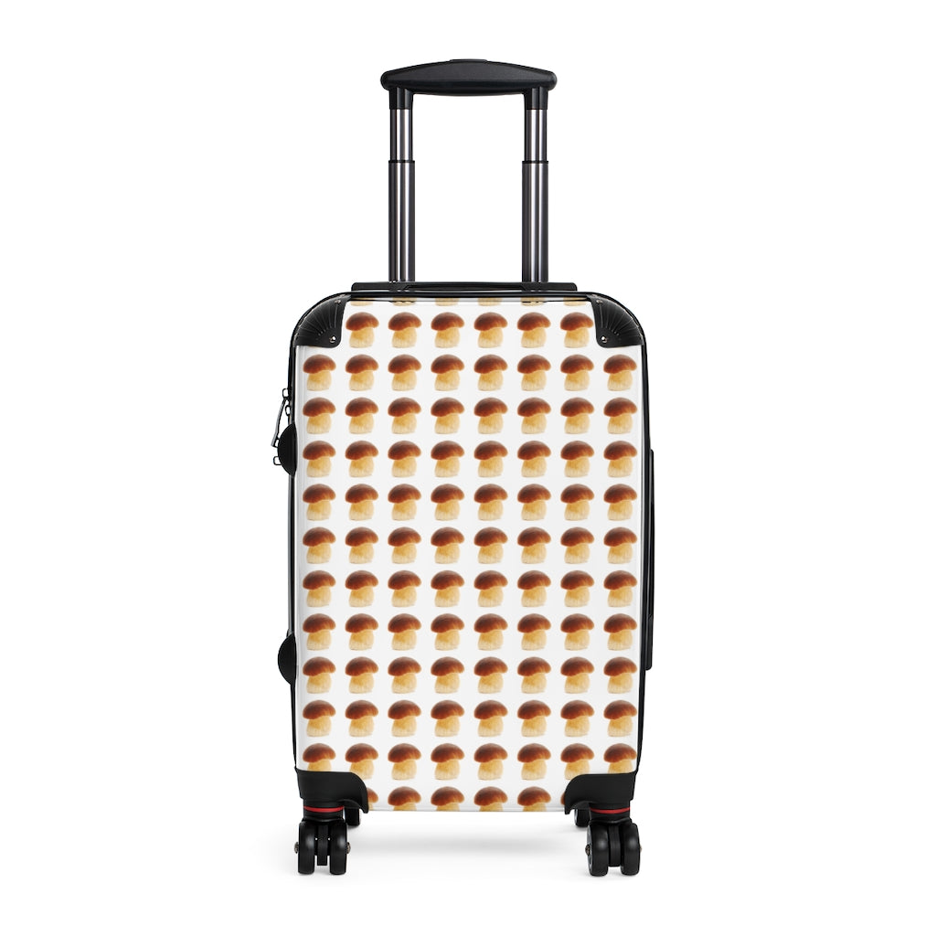 Geotrott Mushroom Grid Pattern Cabin Suitcase Extended Storage Adjustable Telescopic Handle Double Wheeled Polycarbonate Hard-Shell Built-In Lock