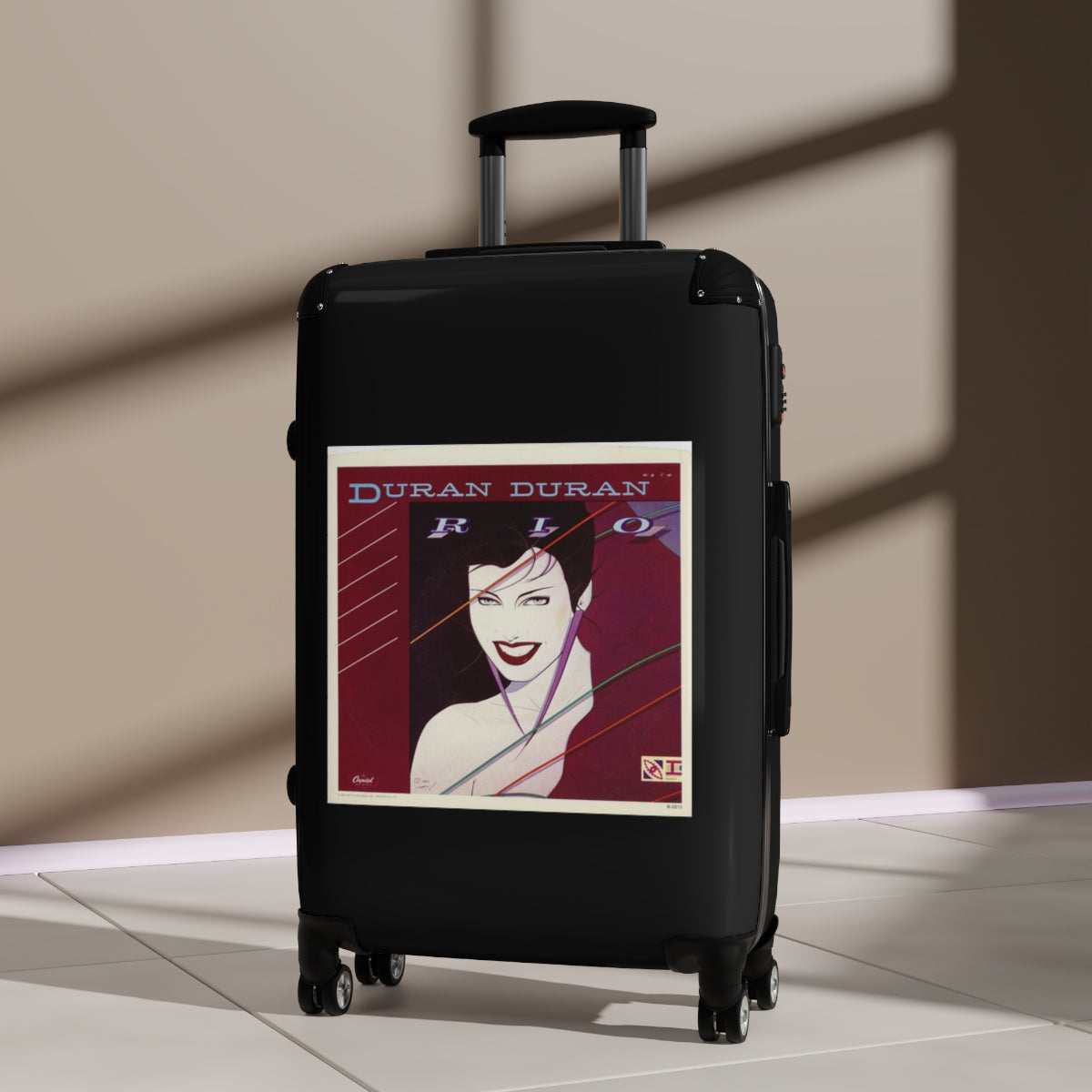 Geotrott Duran Duran Rio Black Cabin Suitcase Extended Storage Adjustable Telescopic Handle Double Wheeled Polycarbonate Hard Shell Built In Lock
