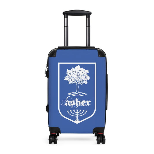 Geotrott Tribes Of Israel Asher Blue Cabin Suitcase Extended Storage Adjustable Telescopic Handle Double Wheeled Polycarbonate Hard-Shell Built-In Lock