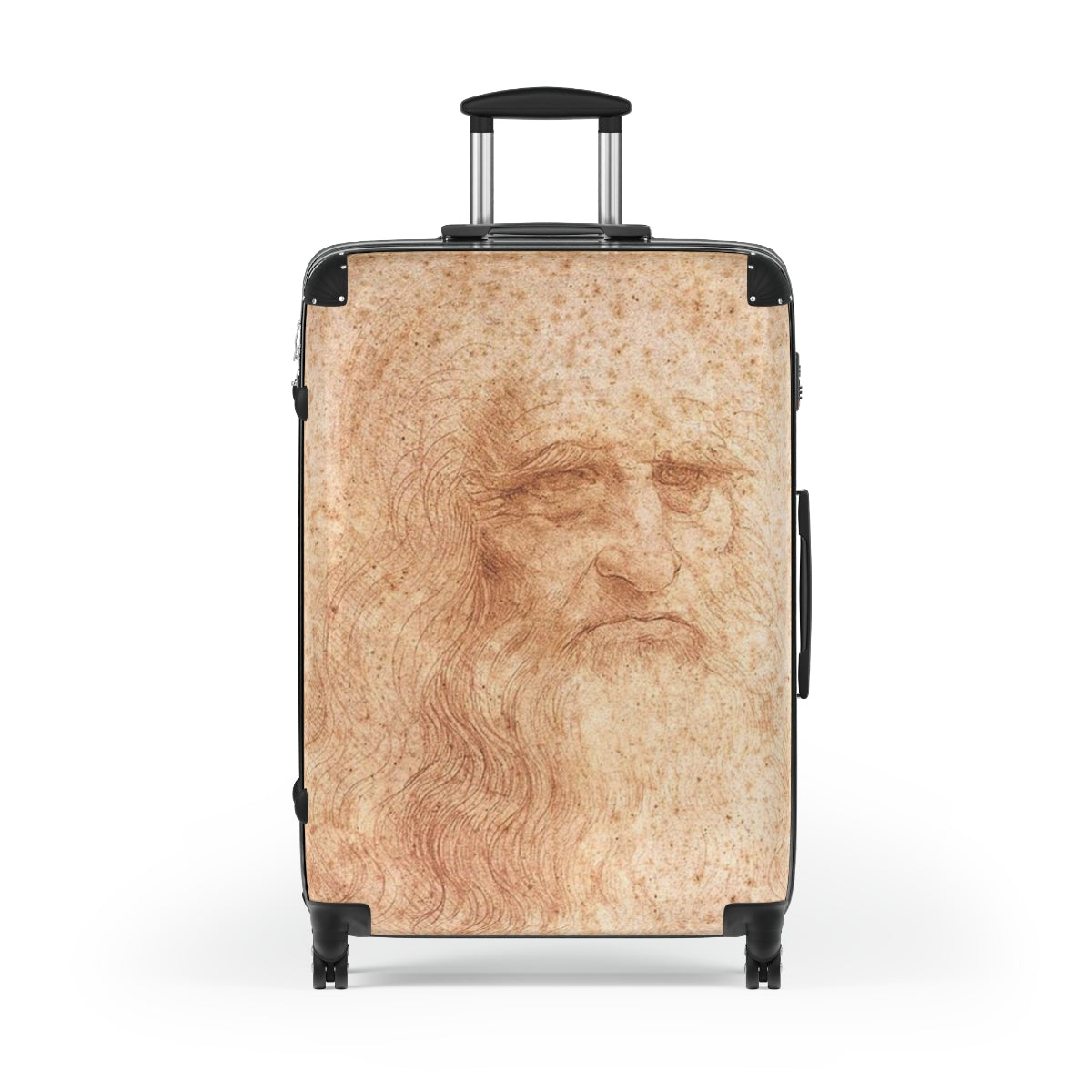 Getrott Portrait of a Man in Red Chalk by Leonardo Da Vinci Black Cabin Suitcase Extended Storage Adjustable Telescopic Handle Double wheeled Polycarbonate Hard-shell Built-in Lock-Bags-Geotrott
