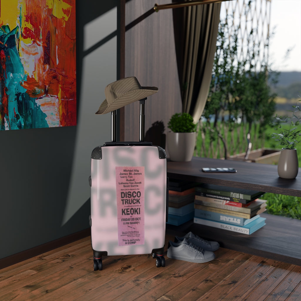 Geotrott Disco Truck Nightclub Party Flyer Michael Alig James St James Larry Tee Rudoilf Lahoma Van Zandt Scott Currie Keoki Cabin Suitcase Carry-On Travel Check Luggage 4-Wheel Spinner Suitcase Bag Multiple Colors And Sizes