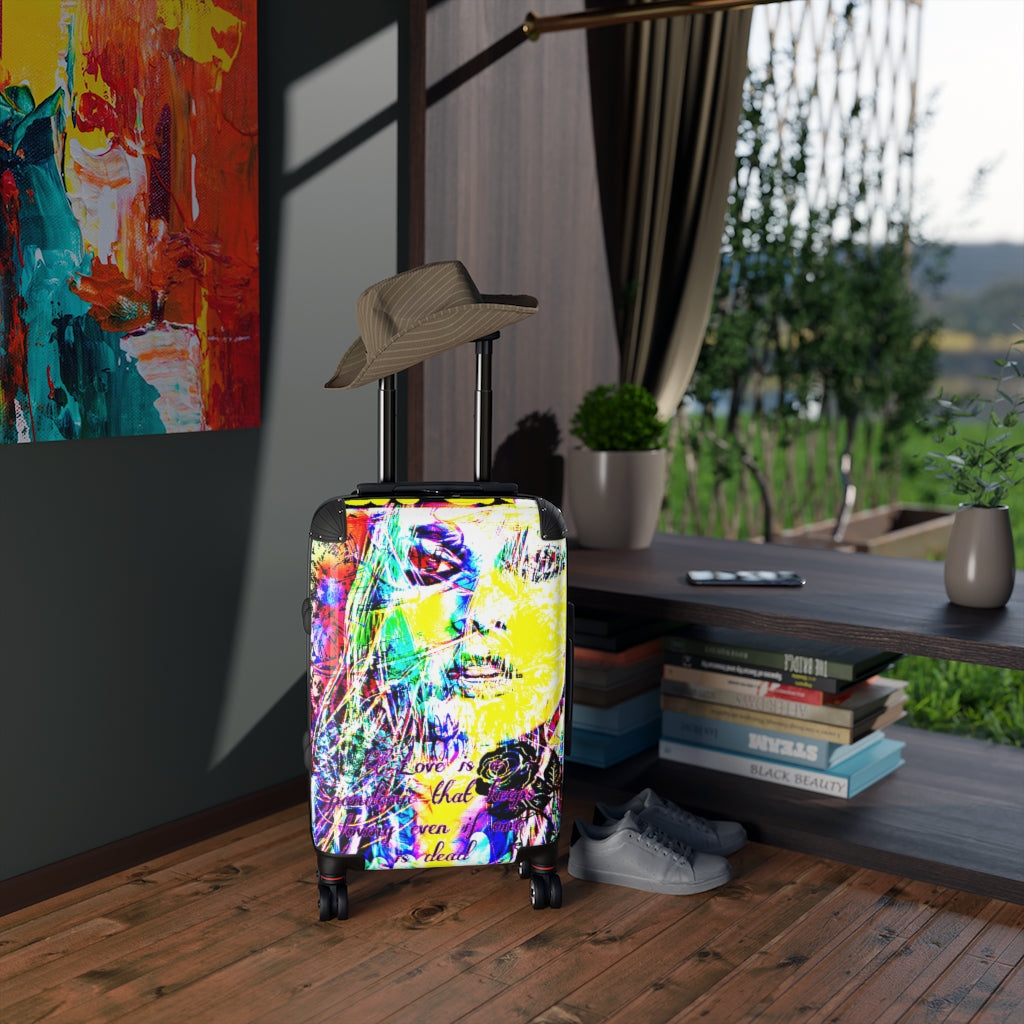 Geotrott Ellie Face Graffiti Art Cabin Suitcase Extended Storage Adjustable Telescopic Handle Double Wheeled Polycarbonate Hard-Shell Built-In Lock