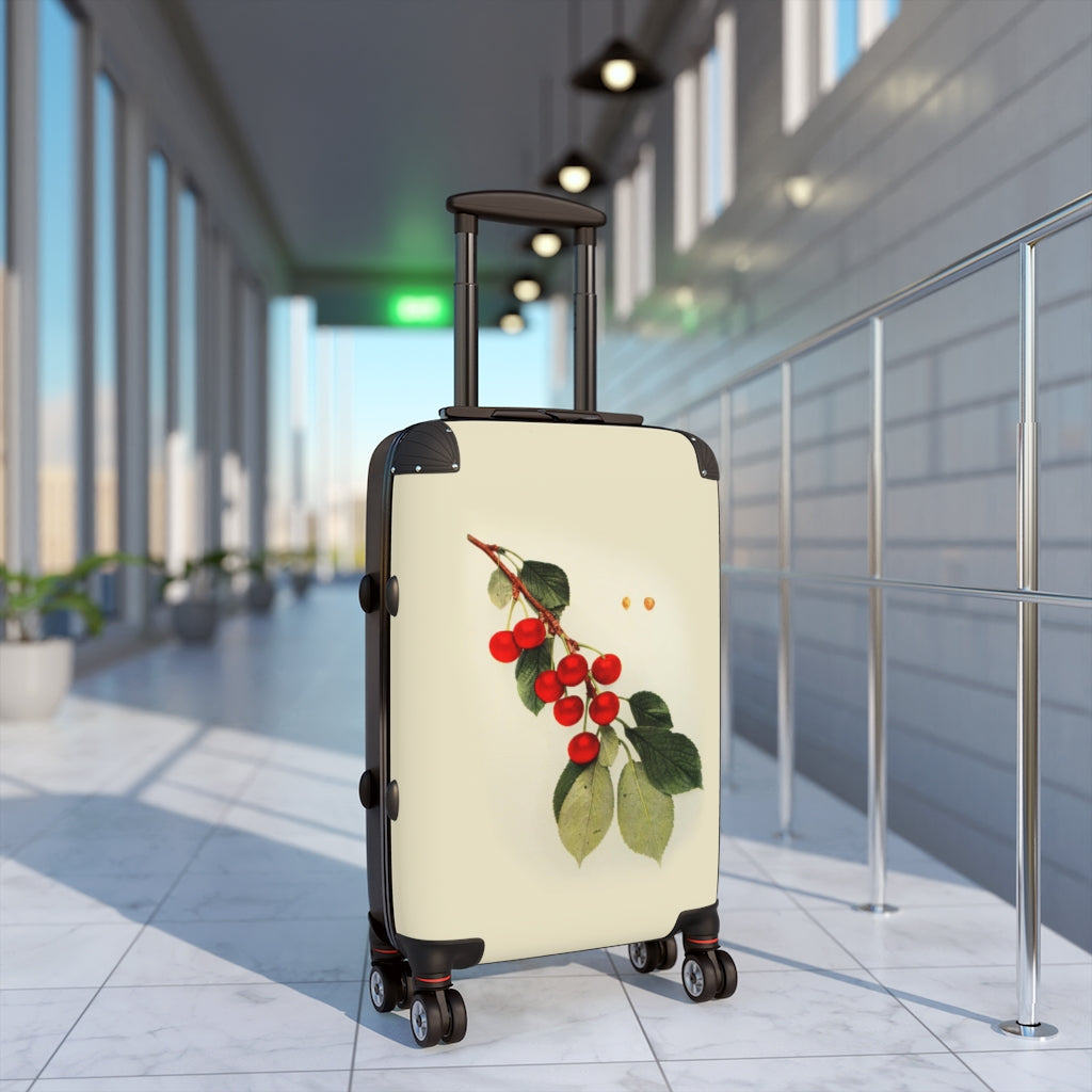 Getrott Cherries Fruit Farm Collection Cabin Suitcase Extended Storage Adjustable Telescopic Handle Double wheeled Polycarbonate Hard-shell Built-in Lock-Bags-Geotrott