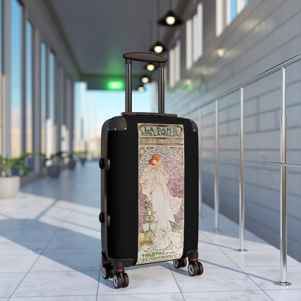 Geotrott La Dame Aux Camelias Sarah Bernhardt World Classic Poster Black Cabin Suitcase Extended Storage Adjustable Telescopic Handle Double Wheeled Polycarbonate Hard-Shell Built-In Lock