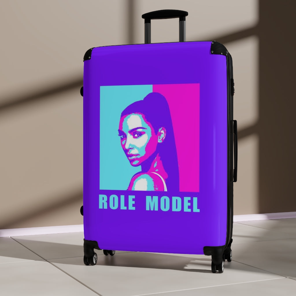 Geotrott Purple And Pink Kin Kardashian Role Model Cabin Luggage Extended Storage Adjustable Telescopic Handle Double Wheeled Polycarbonate Hard-Shell Built-In Lock