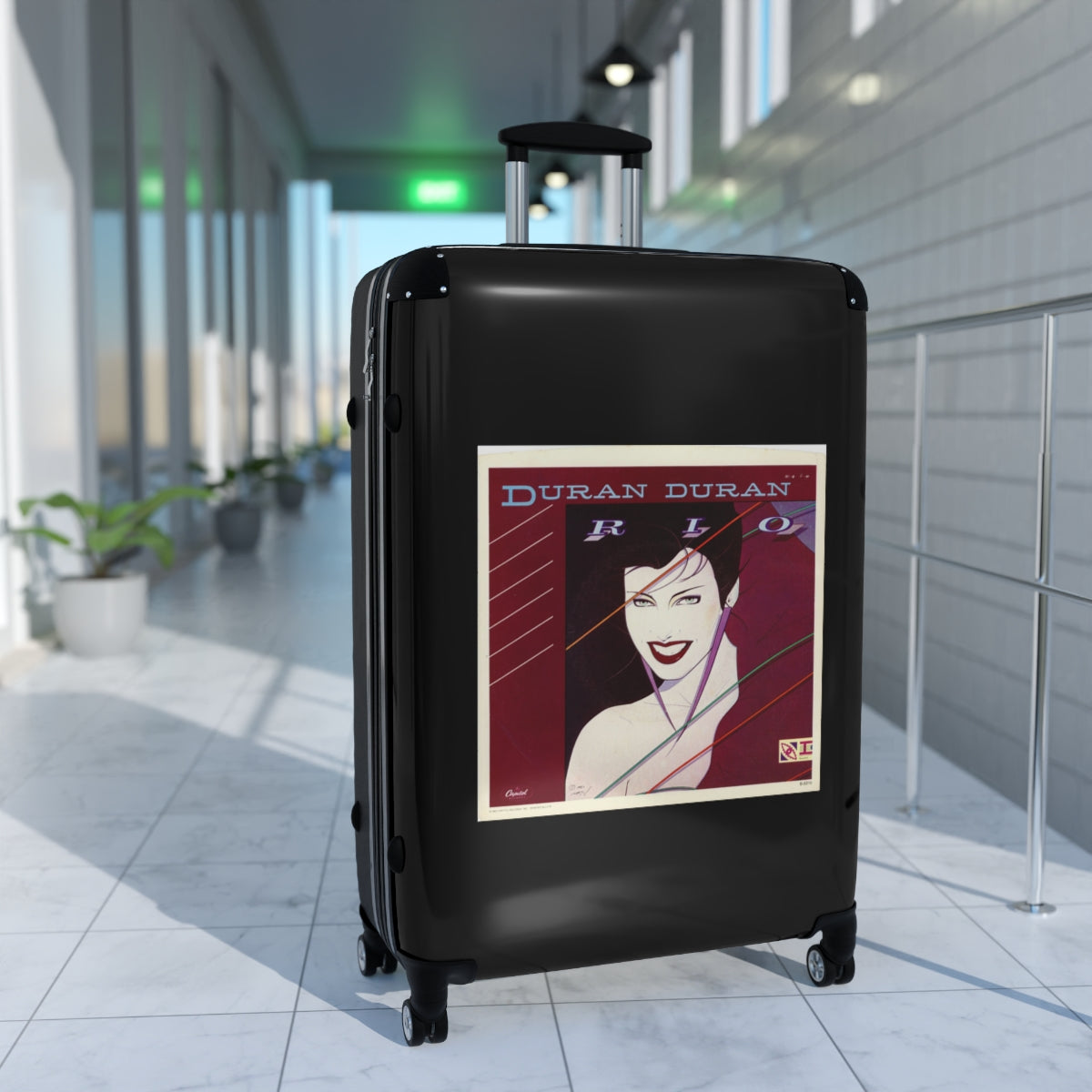 Geotrott Duran Duran Rio Black Cabin Suitcase Extended Storage Adjustable Telescopic Handle Double Wheeled Polycarbonate Hard Shell Built In Lock