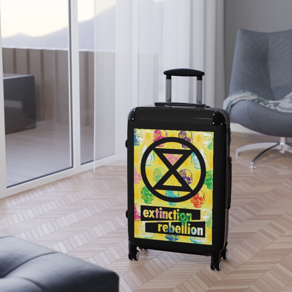 Getrott Extintion Rebellion Poster Black Cabin Suitcase Extended Storage Adjustable Telescopic Handle Double wheeled Polycarbonate Hard-shell Built-in Lock-Bags-Geotrott
