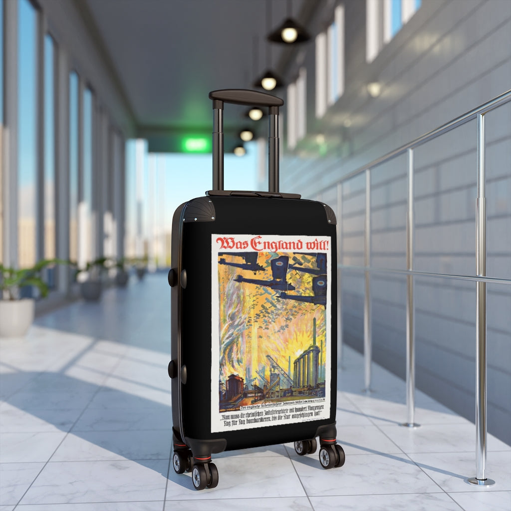 Geotrott Was England Will Egon Tschirch 1918 Black Cabin Suitcase Extended Storage Adjustable Telescopic Handle Double Wheeled Polycarbonate Hard-Shell Built-In Lock