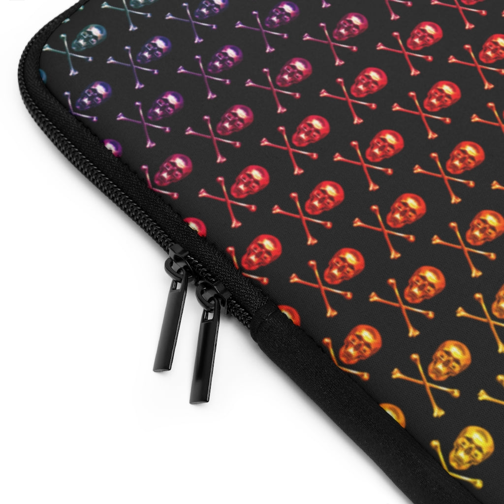 Getrott Raibow Skull and Bones Pattern Black Laptop Sleeve-Laptop Sleeve-Geotrott