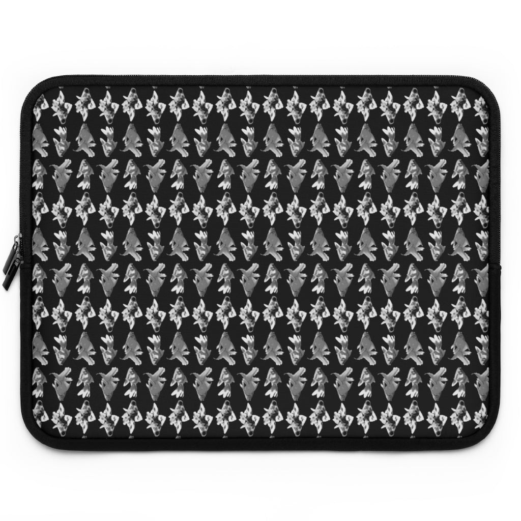 Geotrott Black White Goldfish Pattern Black Laptop Sleeve