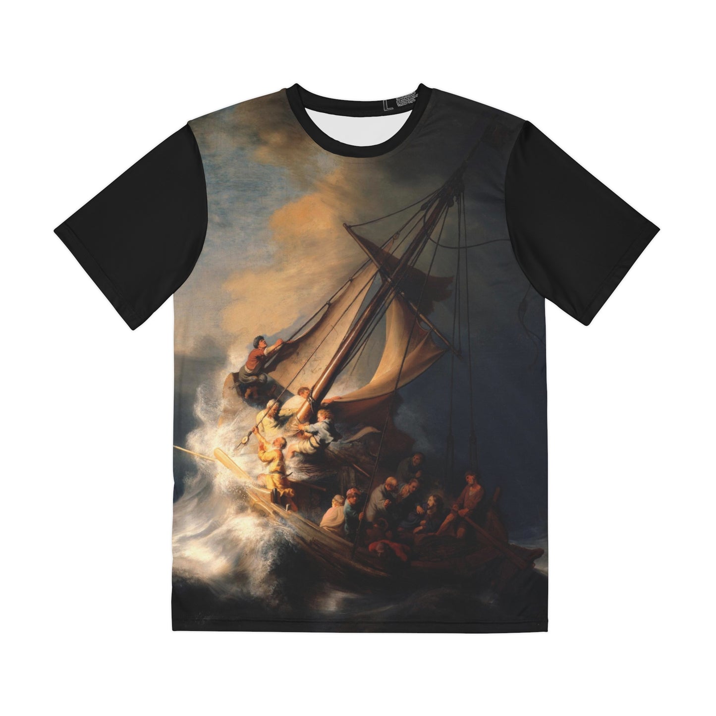 The Storm on the Sea of Galilee Painting by Rembrandt Classic Art Men's Polyester Tee (AOP)-All Over Prints-Geotrott