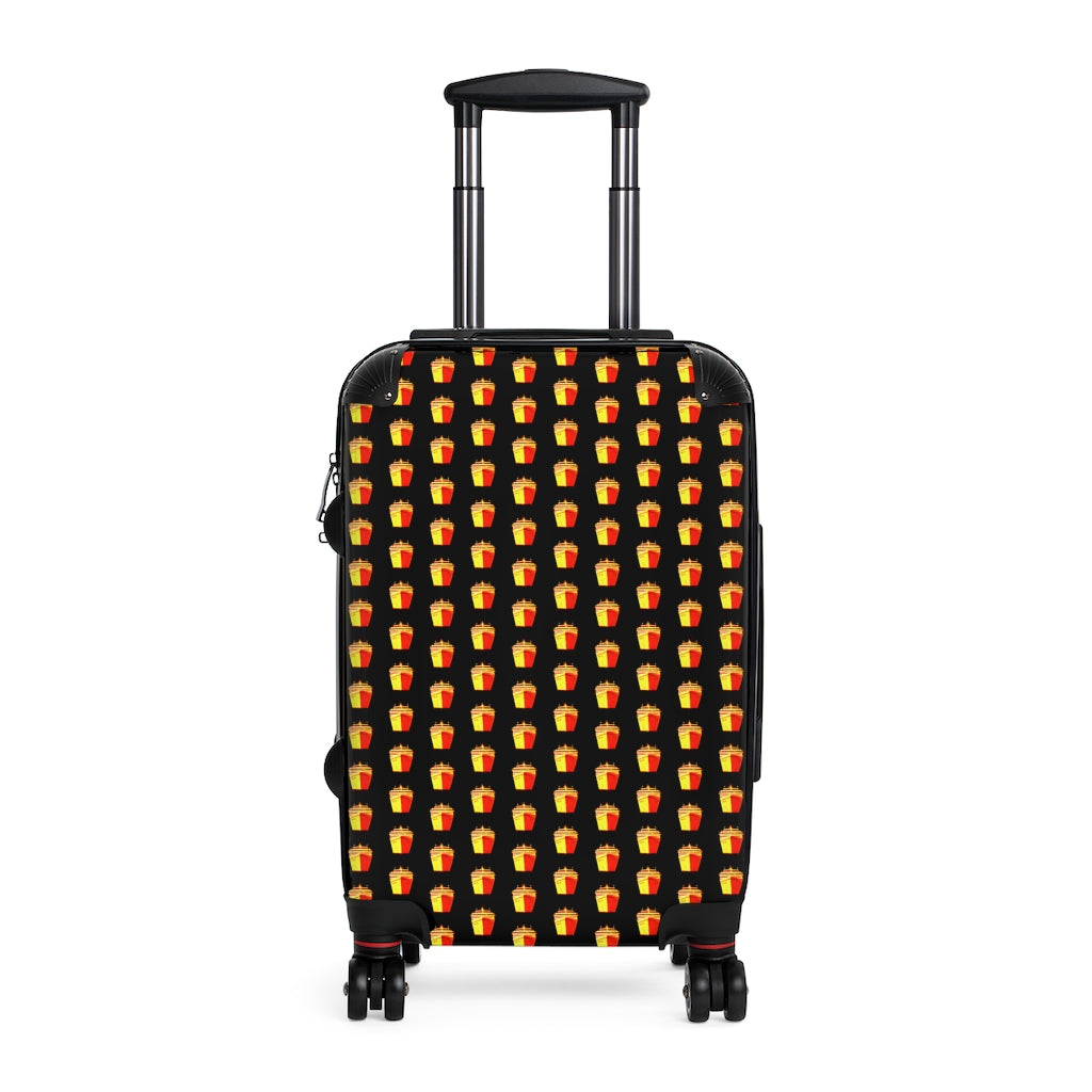 Geotrott Cruise Ship Red Yellow Pattern Black Cabin Luggage Extended Storage Adjustable Telescopic Handle Double Wheeled Polycarbonate Hard-Shell Built-In Lock