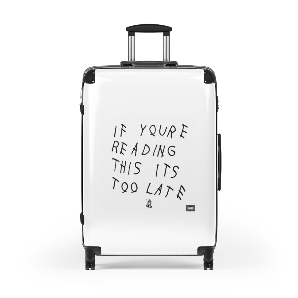 Getrott Drake If You’re Reading This It’s Too Late 2015 White Cabin Suitcase Extended Storage Adjustable Telescopic Handle Double wheeled Polycarbonate Hard-shell Built-in Lock-Bags-Geotrott