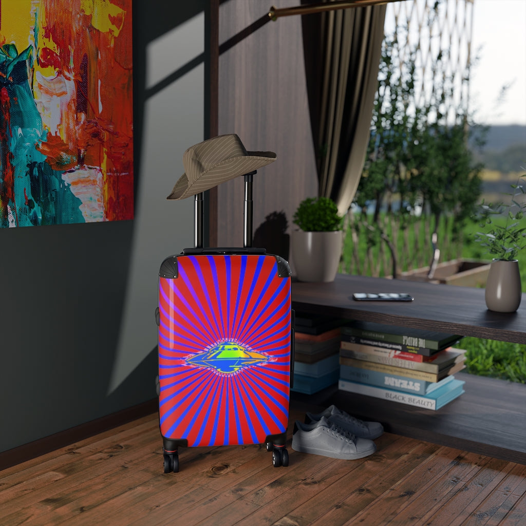 Geotrott Flying Saucer Ufo Alien Pink Blue Cabin Suitcases Extended Storage Adjustable Telescopic Handle Double Wheeled Polycarbonate Hard-Shell Built-In Lock