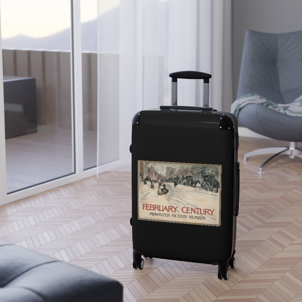 Geotrott February Century Midcentury Fiction Number World Classic Poster Black Cabin Suitcase Extended Storage Adjustable Telescopic Handle Double Wheeled Polycarbonate Hard-Shell Built-In Lock