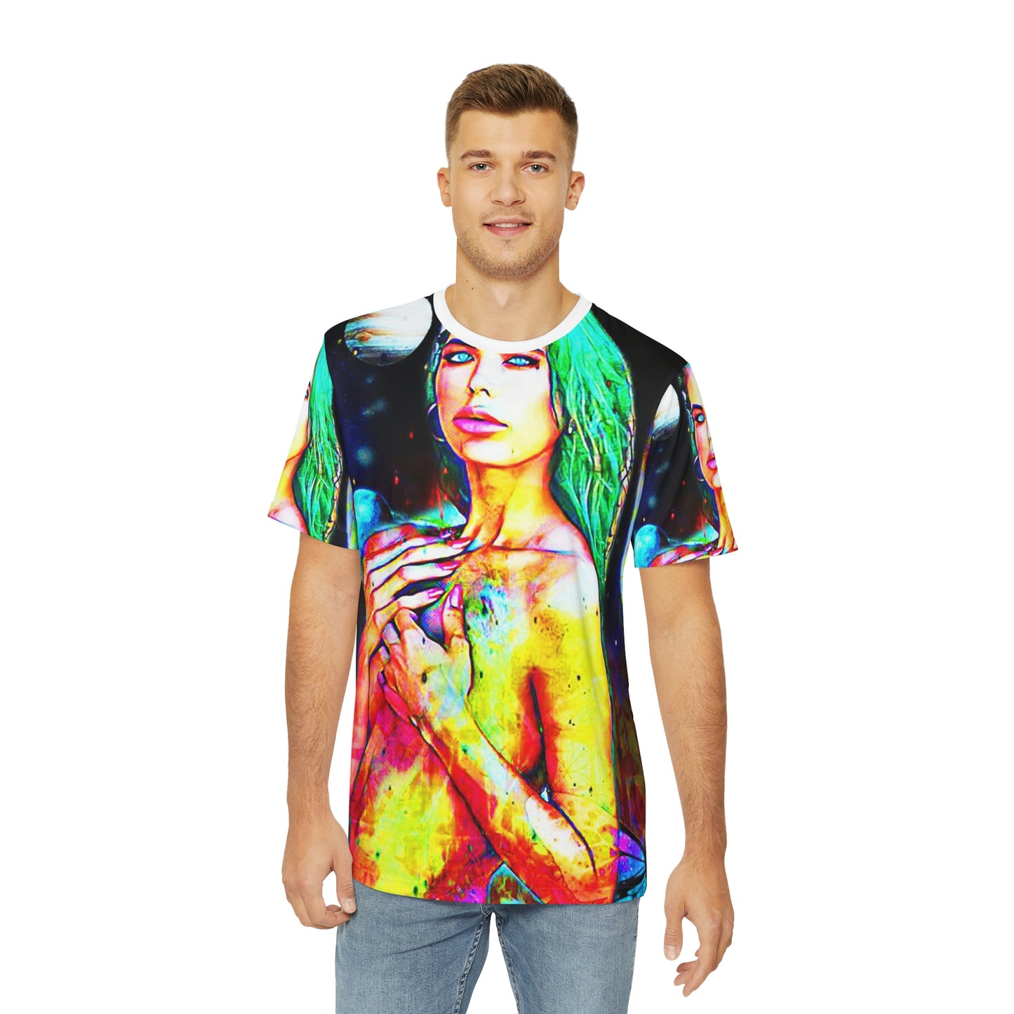 Copy Of Copy Of Copy Of Copy Of Copy Of Eddy Bogaert Graffiti Bieber Statue Of Liberty Art Men'S Polyester Tee (Aop)
