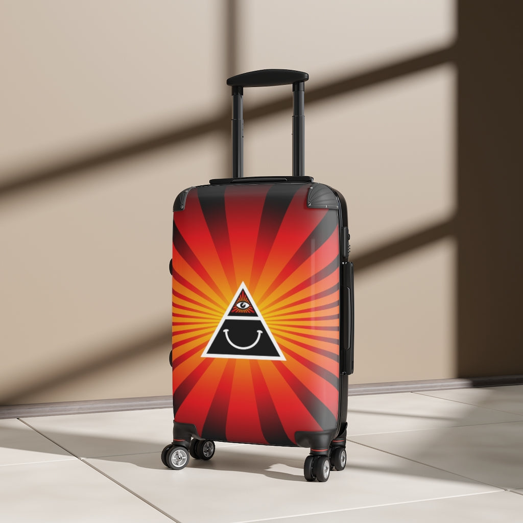 Getrott Illuminati Triangle Happy Face Red Cabin Suitcase Extended Storage Adjustable Telescopic Handle Double wheeled Polycarbonate Hard-shell Built-in Lock-Bags-Geotrott