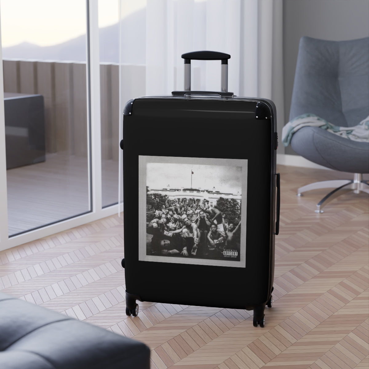 Geotrott Kendrick Lamar To Pimp A Butterfly 2015 Black Cabin Suitcase Extended Storage Adjustable Telescopic Handle Double Wheeled Polycarbonate Hard Shell Built In Lock