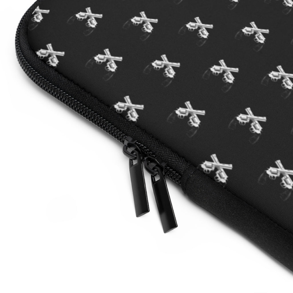 Getrott Black and White Magnum Guns Pattern Black Laptop Sleeve-Laptop Sleeve-Geotrott