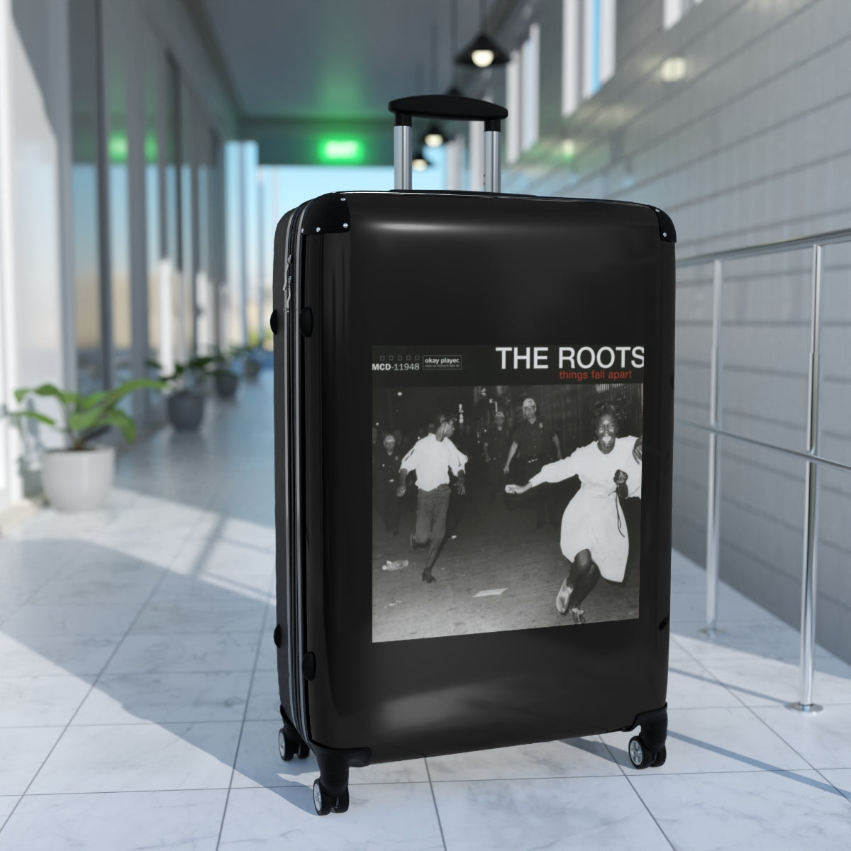 Geotrott The Roots Things Fall Apart 1999 Black Cabin Suitcase Extended Storage Adjustable Telescopic Handle Double Wheeled Polycarbonate Hard Shell Built In Lock