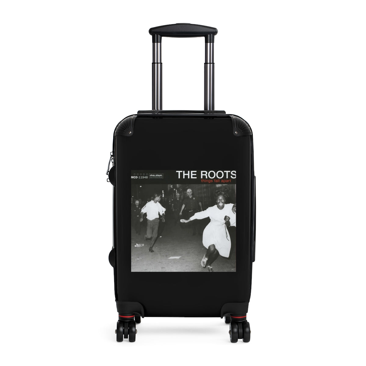 Geotrott The Roots Things Fall Apart 1999 Black Cabin Suitcase Extended Storage Adjustable Telescopic Handle Double Wheeled Polycarbonate Hard Shell Built In Lock