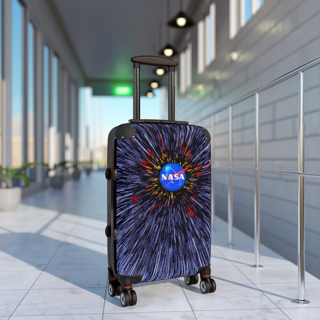 Getrott Nasa Warp Speed Logo Cabin Suitcase Extended Storage Adjustable Telescopic Handle Double wheeled Polycarbonate Hard-shell Built-in Lock-Bags-Geotrott