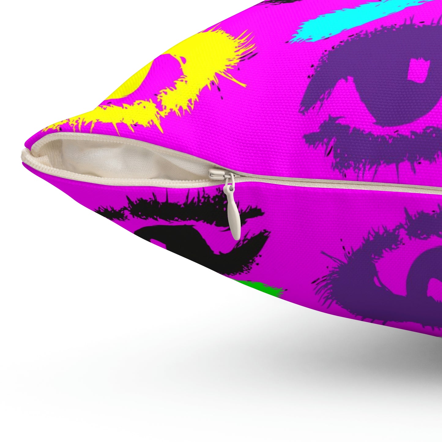Geotrott Pink Warhol Style Eyes Art Multy Colored Eyes Grid Spun Polyester Square Pillow